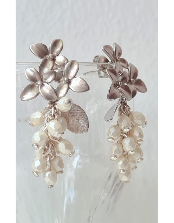 Fleur d'Hiver Argent & Blanc perle