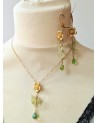 Collier Cascade de Roses Vert d'Eau