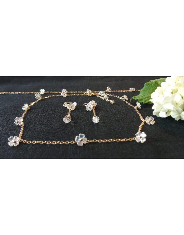 Parure Semi de Fleurs 2p (Collection Fleur Crystal): Boucles d'oreilles et Collier