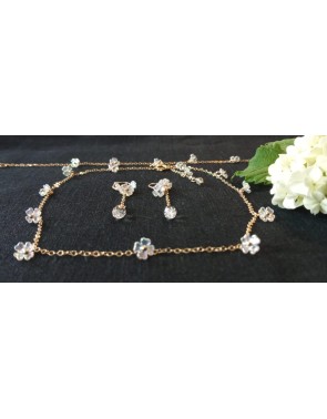 Parure Semi de Fleurs 2p (Collection Fleur Crystal): Boucles d'oreilles et Bracelet