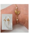 Parure 2 pièces Petite Feuille Longues Bracelet et Boucles d'oreilles